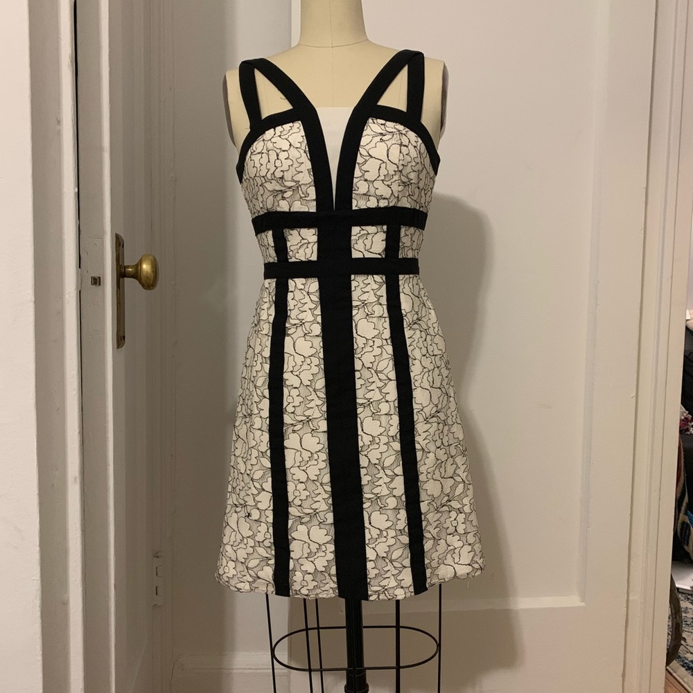 Gianni Bini Contrast trim lace dress